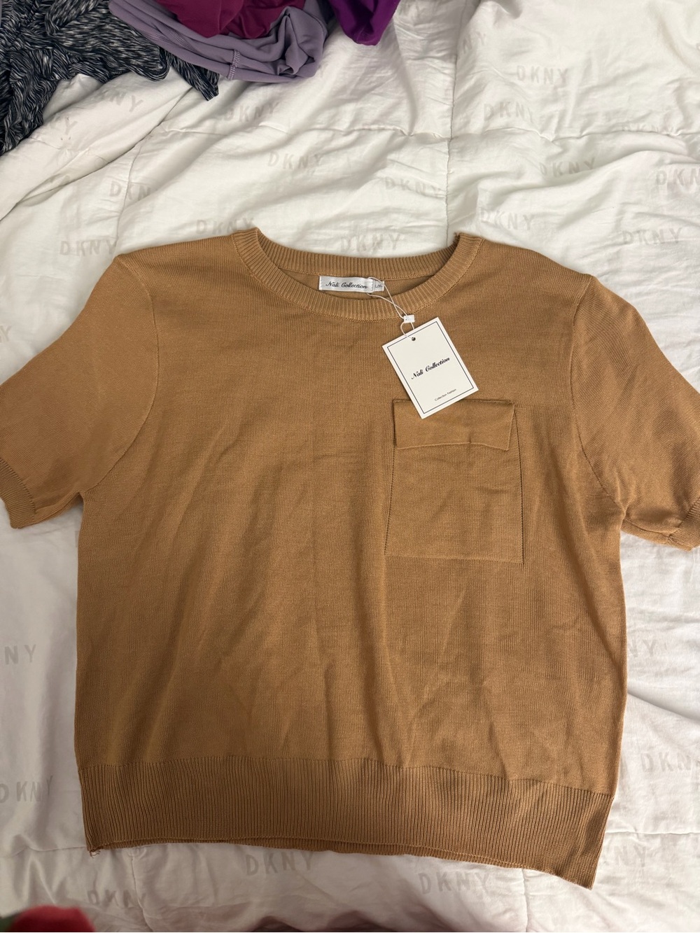 Others Follow Camel Short-Sleeve Pocket Knit Tee